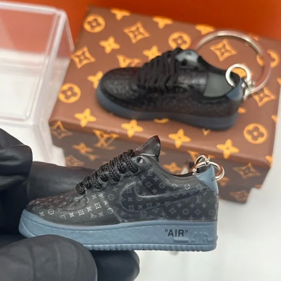 Louis Vuitton Air Force 1 Mini Sneaker Keychain Set w/ box, bag,and display case - Picture 2 of 8